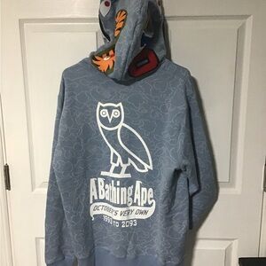 A Bathing Ape Blue Hoodie with Owl Graphic